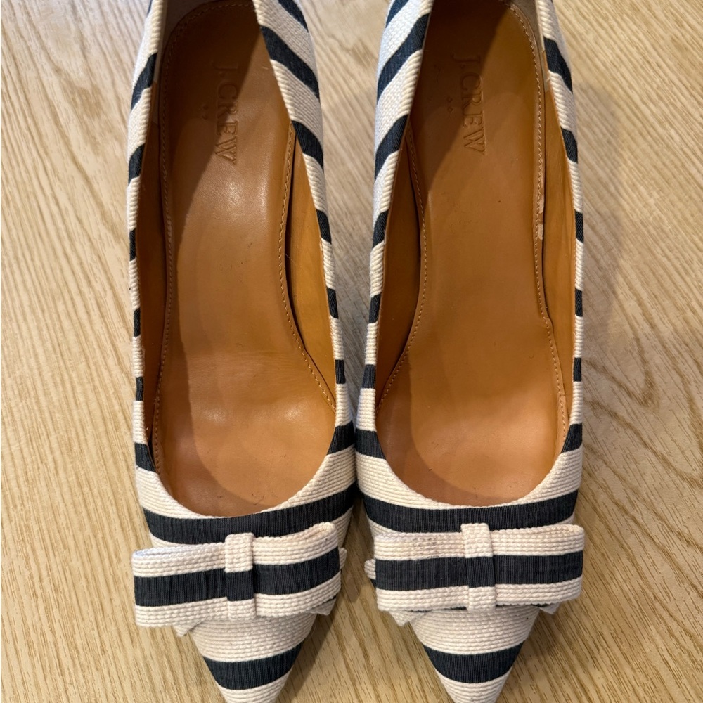 J. Crew factory black  and Cream Striped Heels